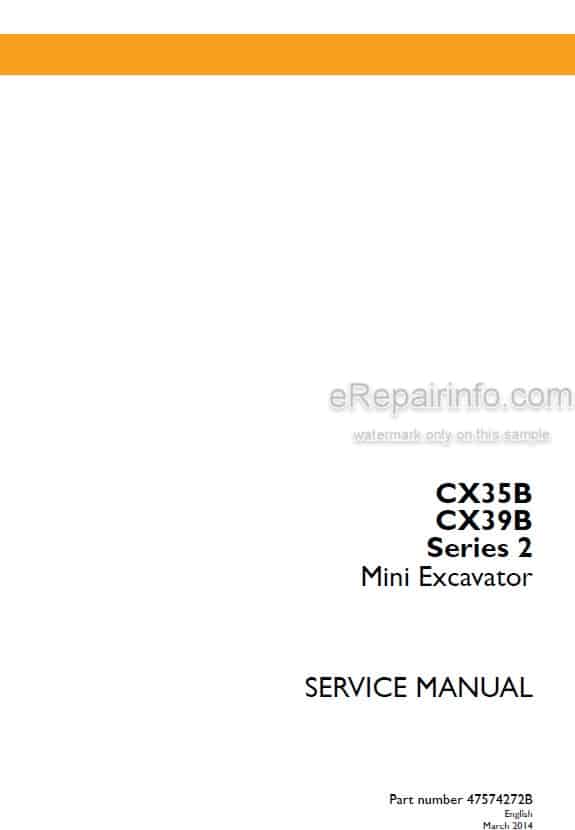 Photo 5 - Case CX35B CX39B Series 2 Service Manual Mini Excavator 47574272B