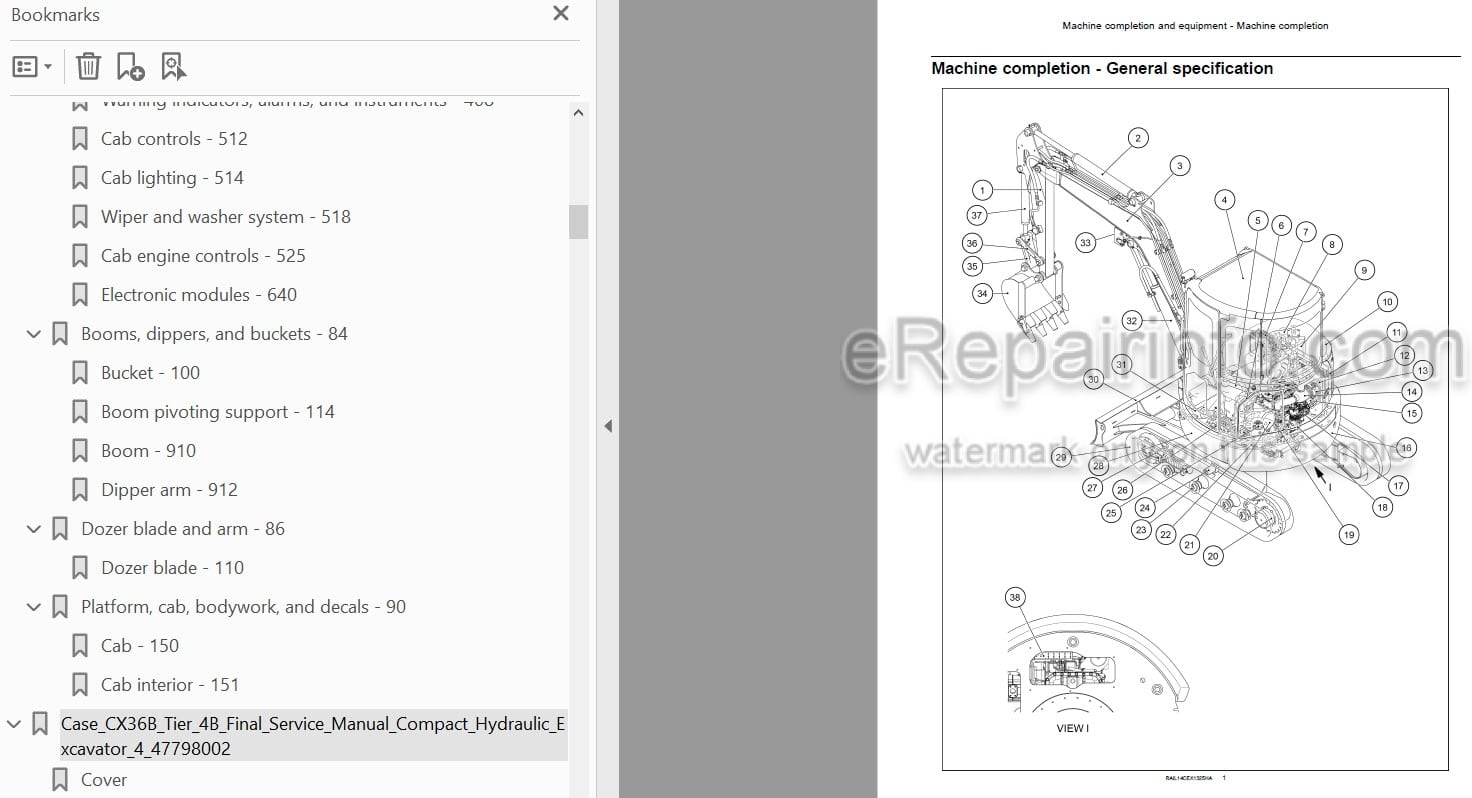 Photo 4 - Case CX36B Tier 4B Final Service Manual Compact Hydraulic Excavator