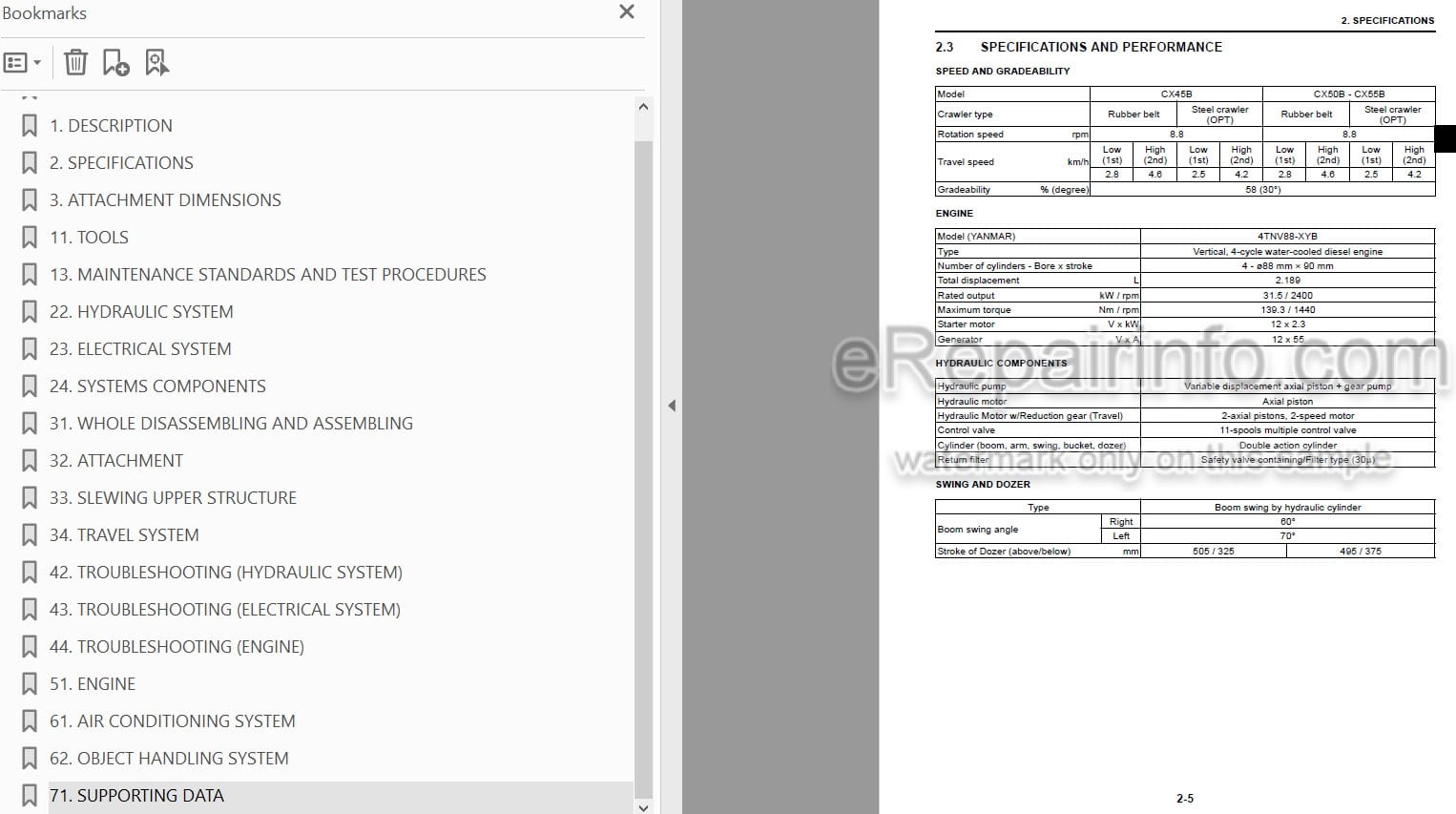 Photo 4 - Case CX45B CX50B Series 2 CX55B Service Manual Mini Excavator 84602438A