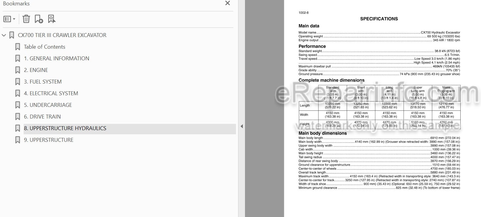 Photo 5 - Case CX700 Tier III Service Manual Crawler Excavator 87364111NA