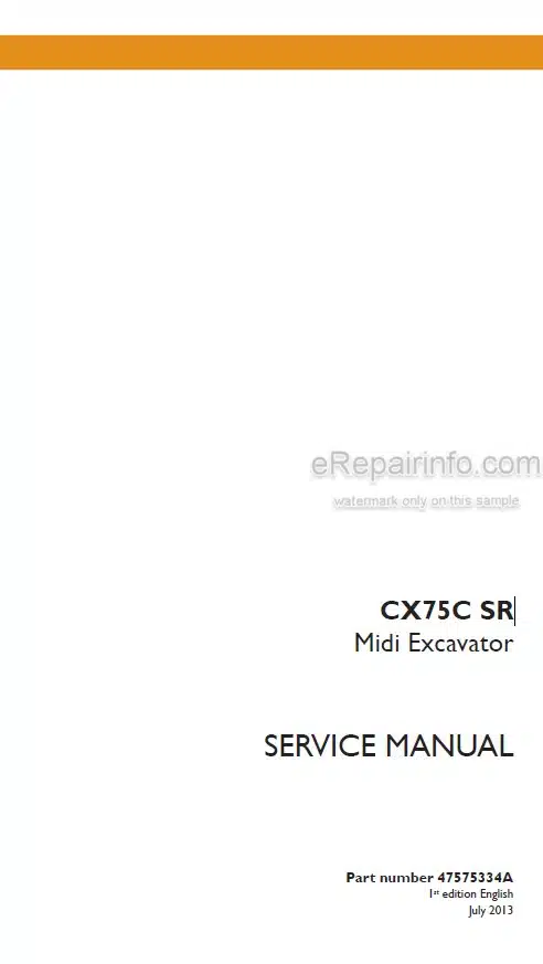 Photo 4 - Case CX75CSR Service Manual Midi Excavator