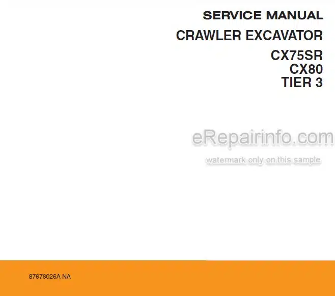 Photo 5 - Case CX75SR CX80 Tier 3 Service Manual Crawler Excavator