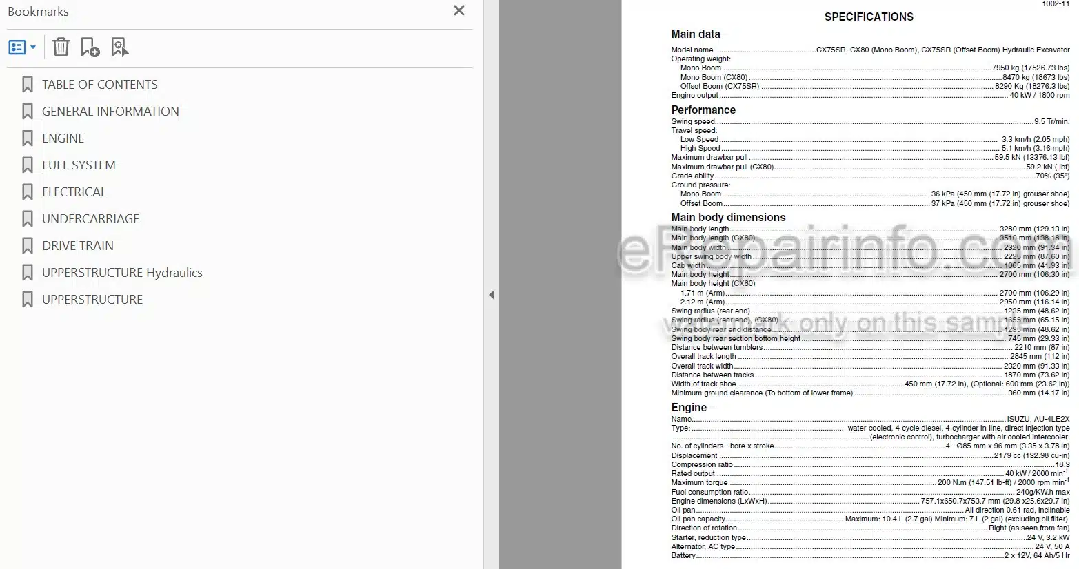 Photo 4 - Case CX75SR CX80 Tier 3 Service Manual Crawler Excavator
