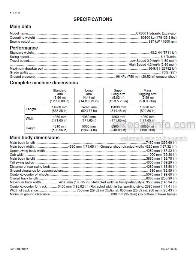 Photo 4 - Case CX800 Tier 3 Service Manual Crawler Excavator