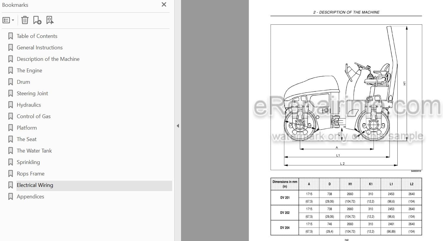 Photo 3 - Case DV201 DV202 DV204 Service Manual Vibratory Roller 9-54980