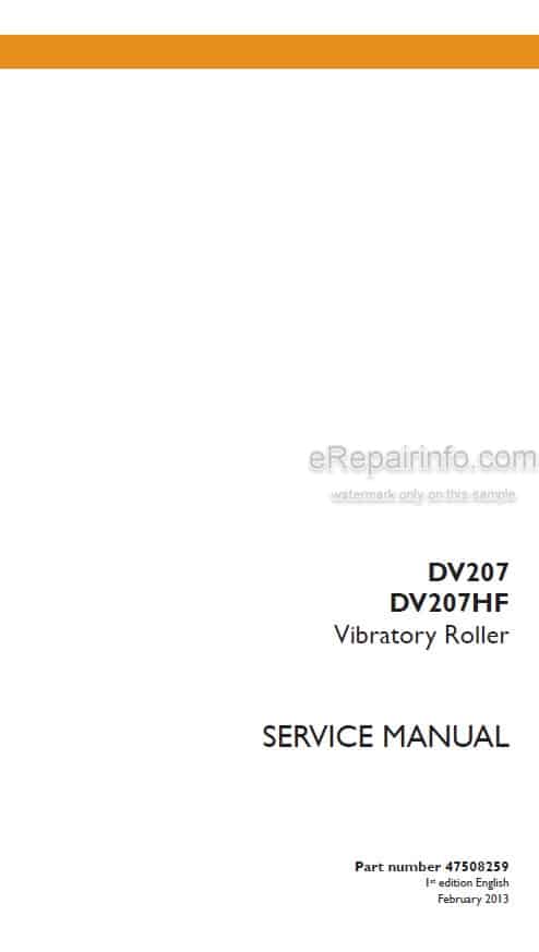 Photo 4 - Case DV207 DV207HF Service Manual Vibratory Roller 47508259