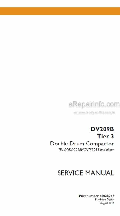 Photo 5 - Case DV209B Tier 3 Service Manual Double Drum Compactor 48038047