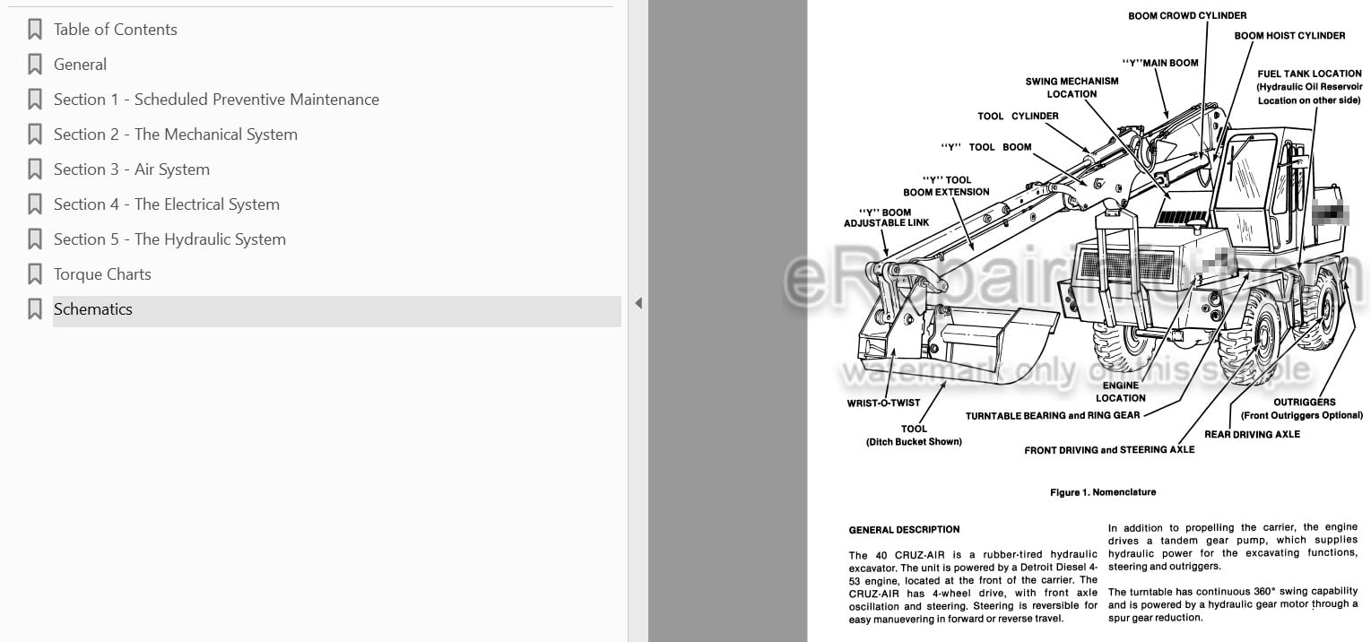 Photo 3 - Case Drott 40 Cruz Air Series D Service Manual Wheel Excavator S406259M2