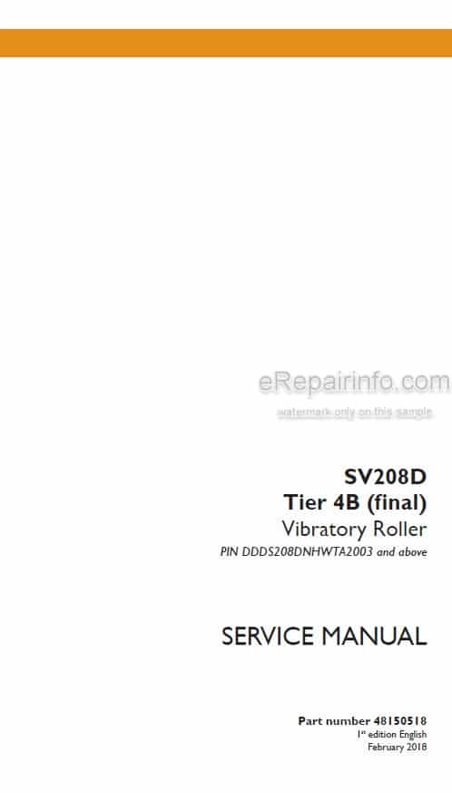 Photo 5 - Case SV208D Tier 4B Final Service Manual Vibratory Roller 48150518