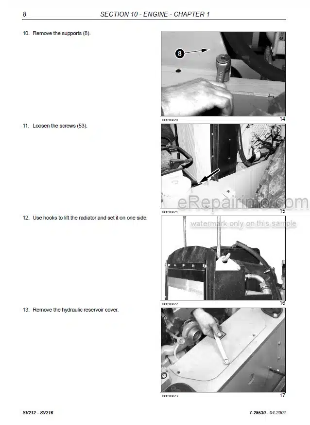 Photo 1 - Case SV212 SV216 Service Manual Vibratory Roller 7-29530