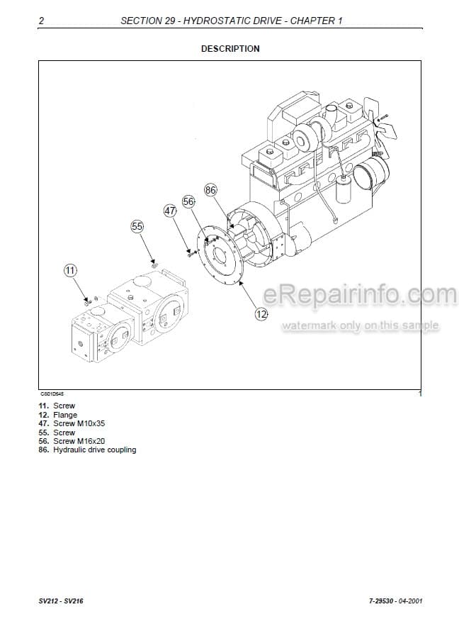 Photo 3 - Case SV212 SV216 Service Manual Vibratory Roller 7-29530