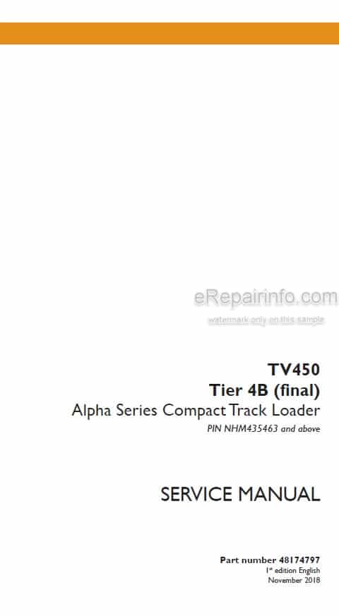 Photo 5 - Case TV450 Alpha Series Service Manual Compact Track Loader 48174797