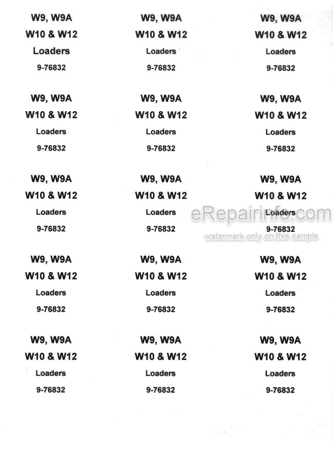 Photo 4 - Case W9 W9A W10 W12 Service Manual Loader 9-76832