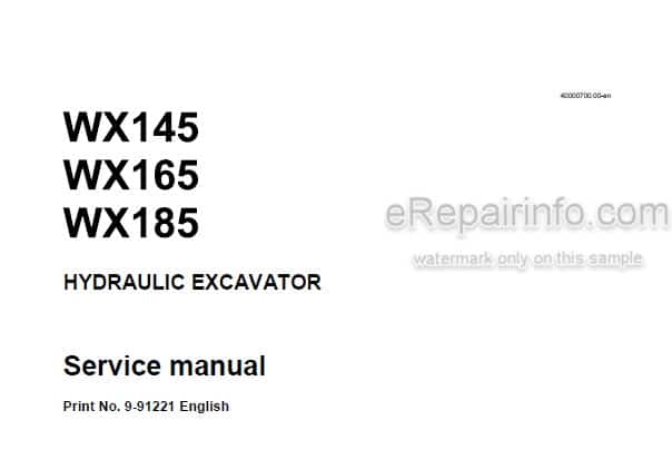 Photo 5 - Case WX145 WX165 WX185 Service Manual Hydraulic Excavator 9-91221