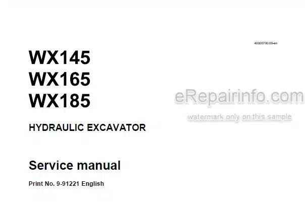 Photo 5 - Case WX145 WX165 WX185 Service Manual Hydraulic Excavator 9-91221