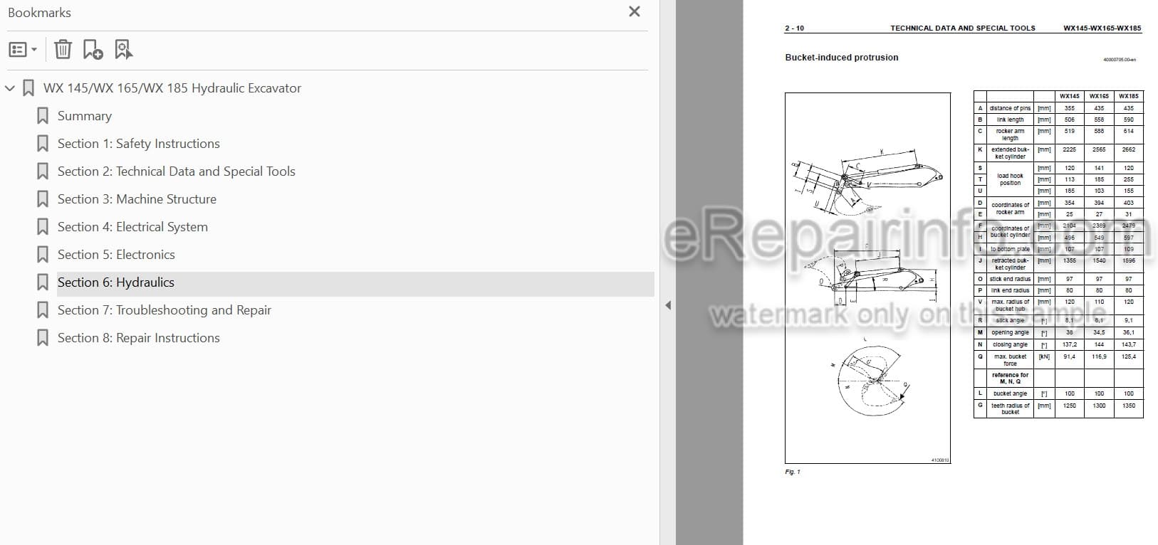 Photo 4 - Case WX145 WX165 WX185 Service Manual Hydraulic Excavator 9-91221