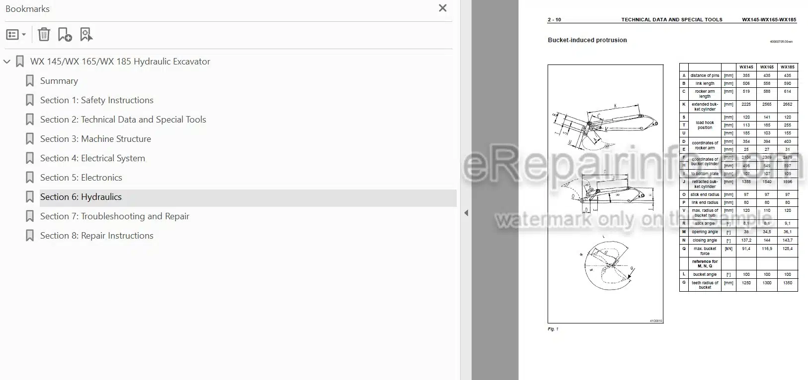 Photo 4 - Case WX145 WX165 WX185 Service Manual Hydraulic Excavator 9-91221