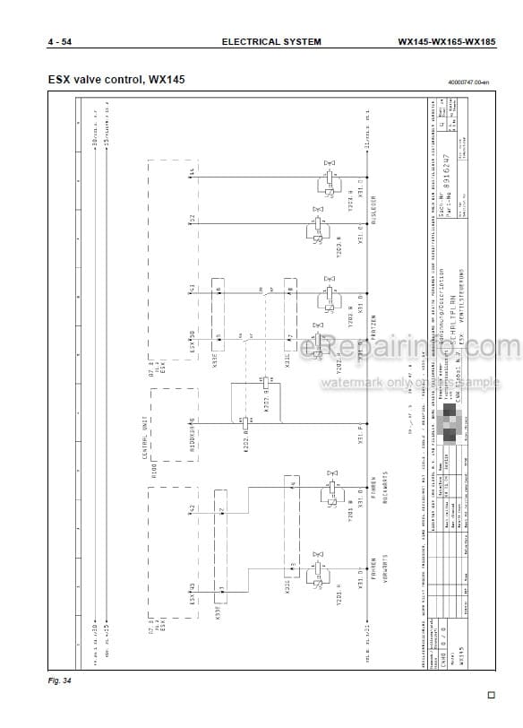 Photo 3 - Case WX145 WX165 WX185 Service Manual Hydraulic Excavator 9-91221