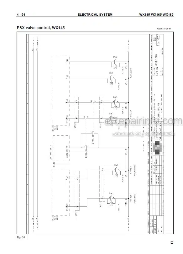 Photo 3 - Case WX145 WX165 WX185 Service Manual Hydraulic Excavator 9-91221