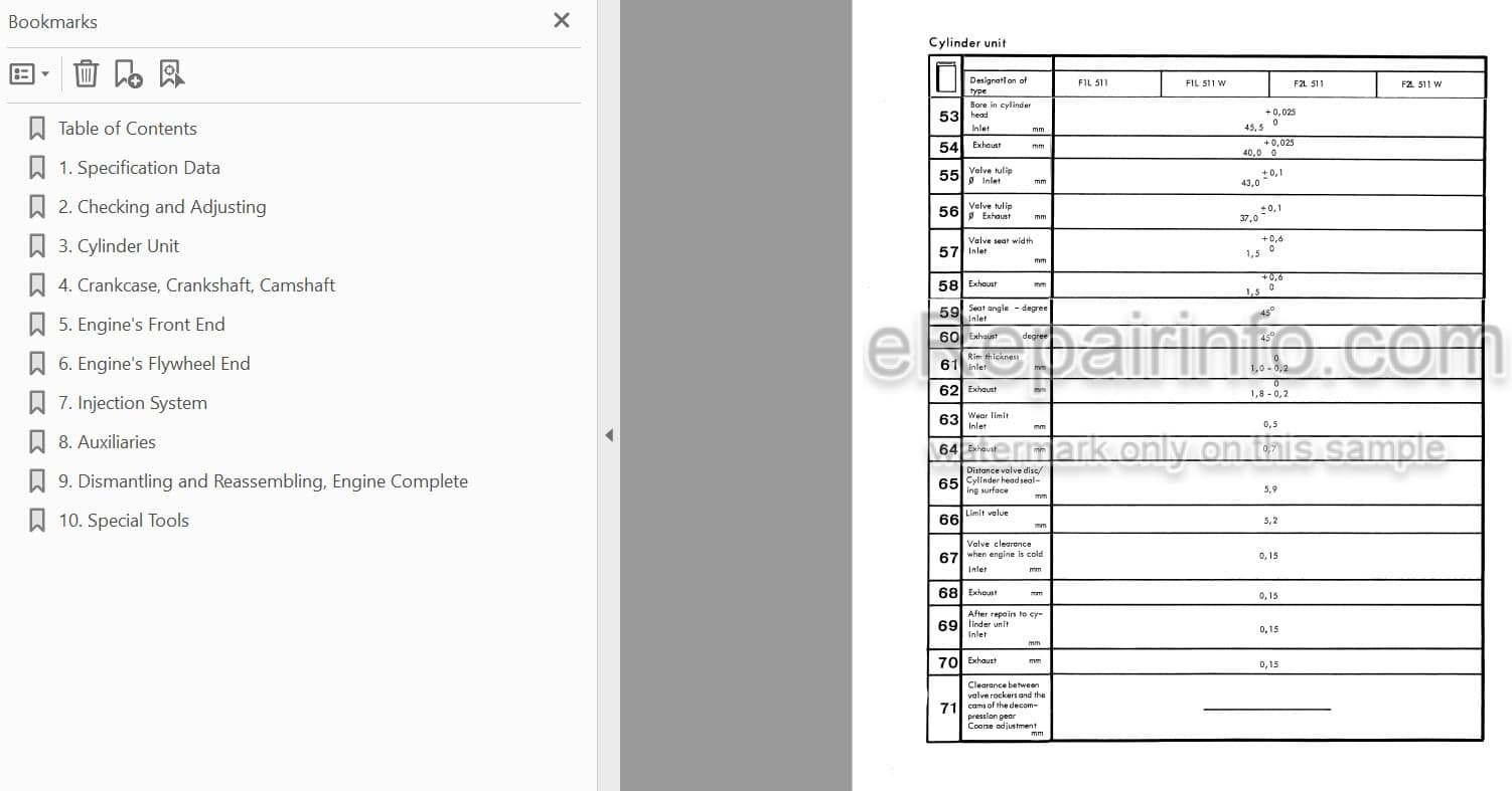Photo 3 - Deutz F1L511 F1L511W F2L511 F2L511W Workshop Manual Diesel Engine 291-1921