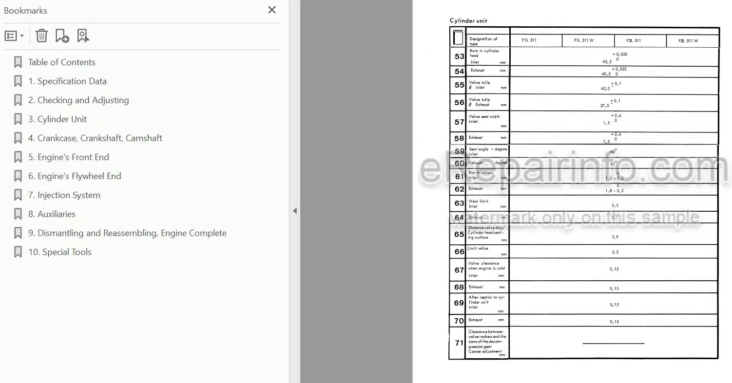 Photo 3 - Deutz F1L511 F1L511W F2L511 F2L511W Workshop Manual Diesel Engine 291-1921