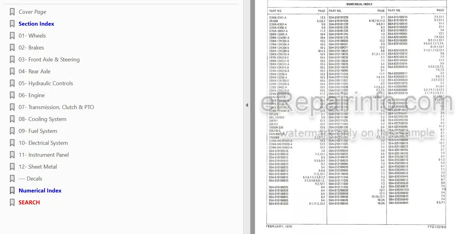 Photo 3 - Ford 1000 Parts Manual List Illustrated 2 Cylinder Compact Tractor
