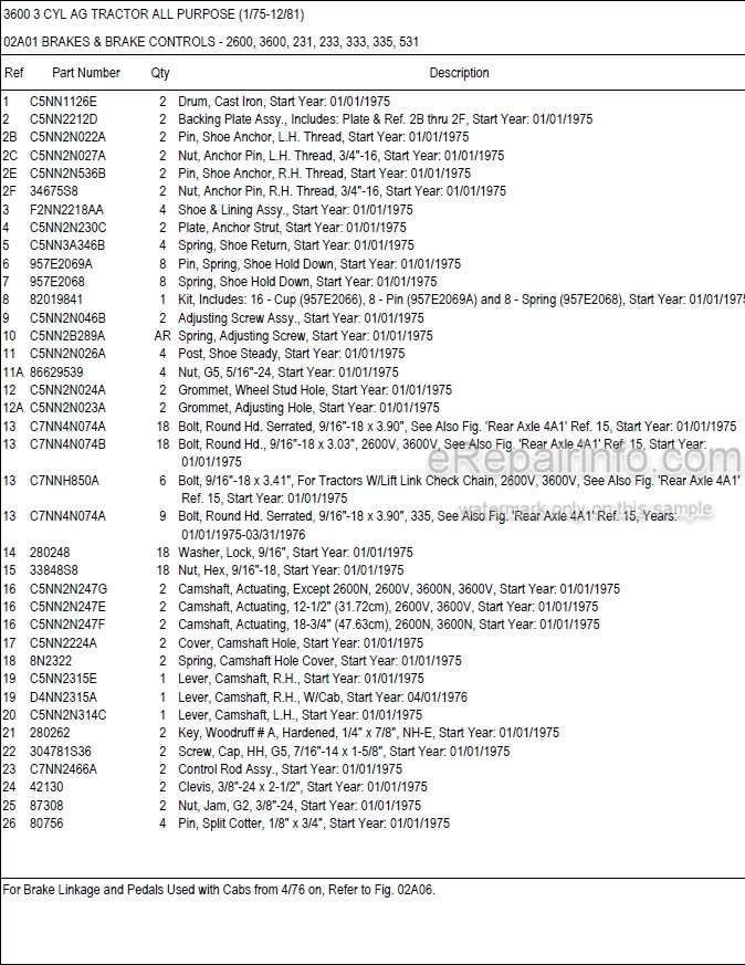 Photo 5 - Ford 3600 Illustrated Parts List Manual 3 Cylinder Ag Tractor