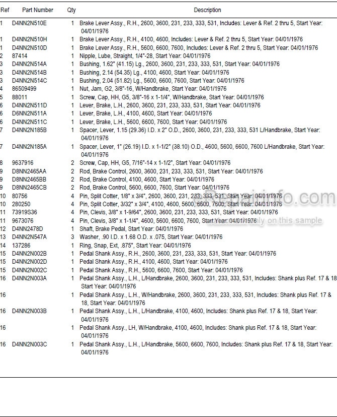 Photo 5 - Ford 6600 Illustrated Parts List Manual 4 Cylinder Ag Tractor