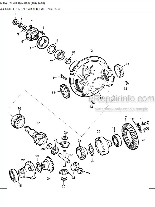 Photo 3 - Ford 7600 Illustrated Parts List Manual 4 Cylinder Ag Tractor