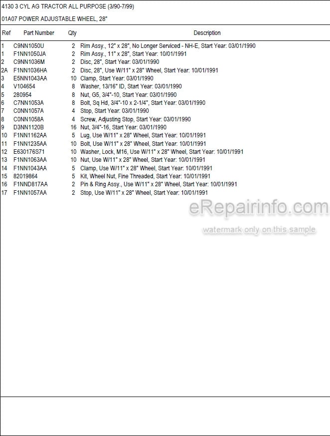 Photo 5 - Ford New Holland 4130 Illustrated Parts List Manual 3 Cylinder Tractor