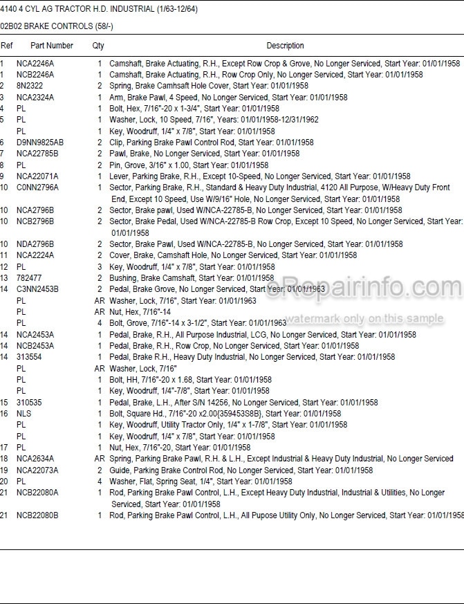 Photo 5 - Ford New Holland 4140 Master Illustrated Parts List Manual 4 Cylinder Industrial Tractor