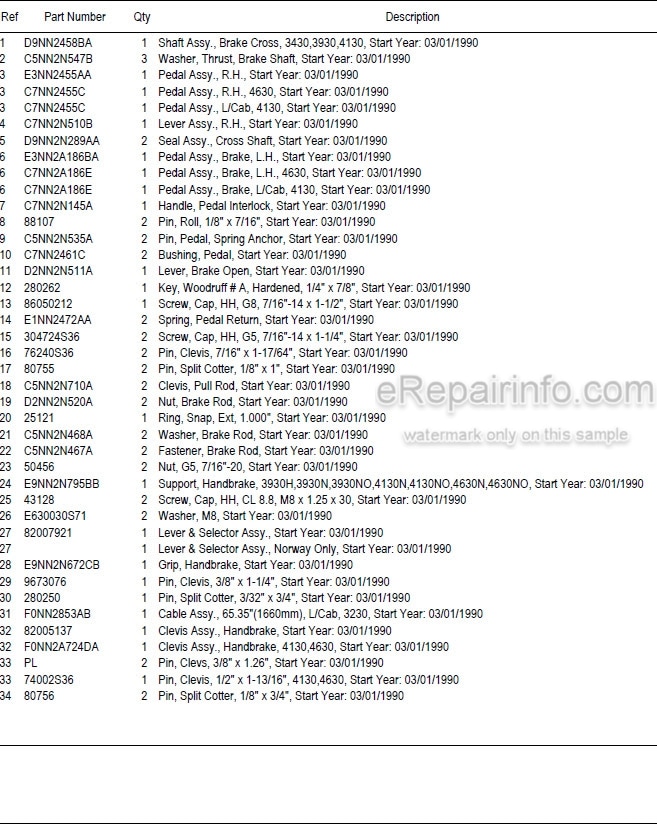 Photo 5 - Ford New Holland 4630 Illustrated Parts List Manual 3 Cylinder Ag Tractor
