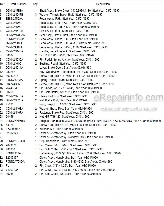 Photo 5 - Ford New Holland 4630 Illustrated Parts List Manual 3 Cylinder Ag Tractor