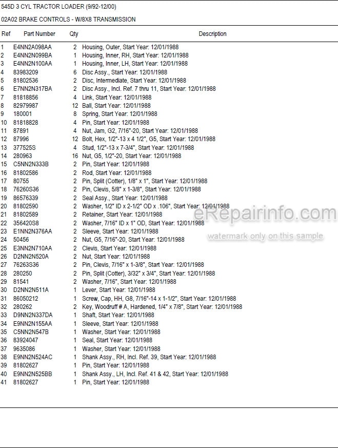 Photo 5 - Ford New Holland 545D Parts Manual Illustrated Tractor Loader