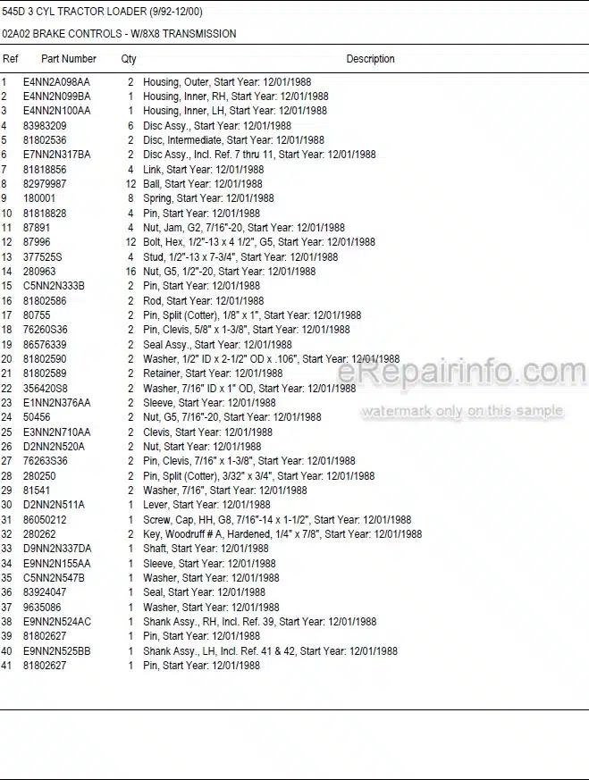 Photo 5 - Ford New Holland 545D Parts Manual Illustrated Tractor Loader