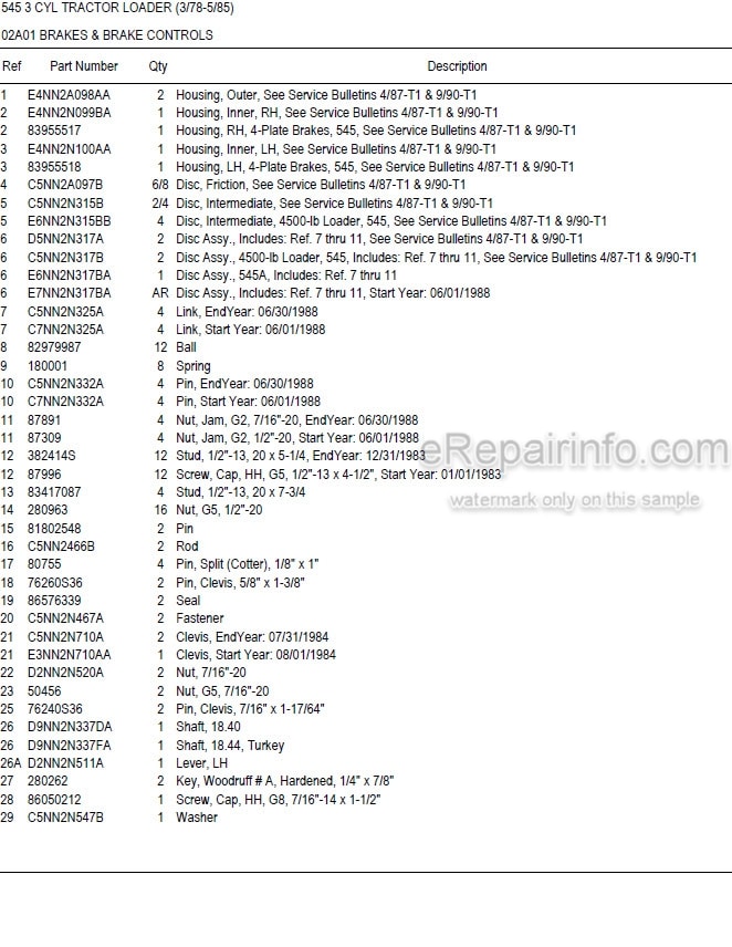 Photo 5 - Ford New Holland 545 Illustrated Master Parts List Manual 3 Cylinder Tractor Loader