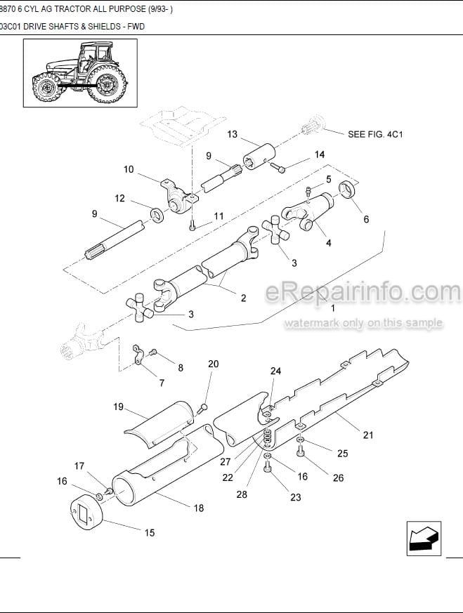 Photo 7 - Ford New Holland 8870 Parts Manual Illustrated Tractor