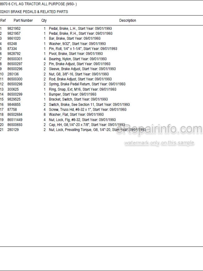 Photo 5 - Ford New Holland 8970 Master Illustrated Parts List Manual Book 6 Cylinder Ag Tractor