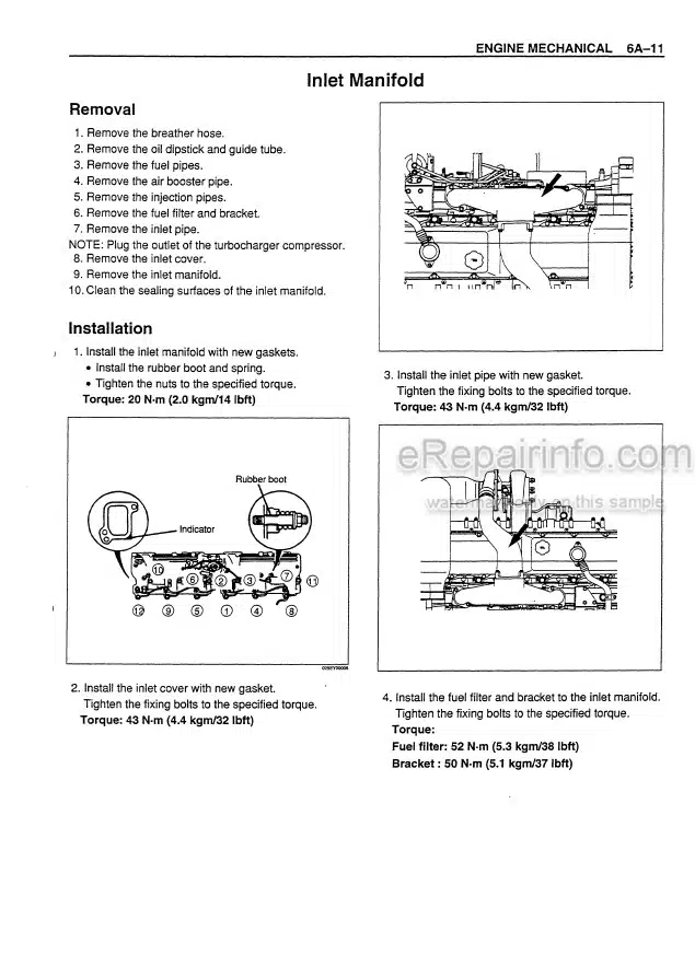 Photo 7 - Isuzu 6WG1T Service Manual Engine 9-54850