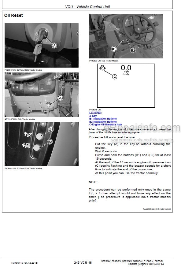 Photo 3 - John Deere 5075GV  5090GV 5075GN 5090GN 5100GN 5075GL Diagnostic Technical Manual Tractor TM409119