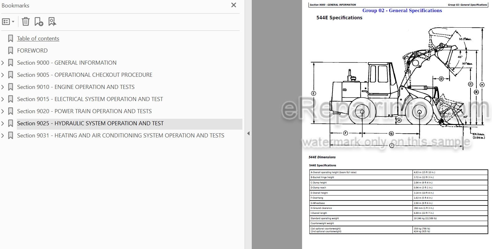 Photo 4 - John Deere 544E 544E LL 544E TC 624E 644E Operation And Test Manual Loader TM1413