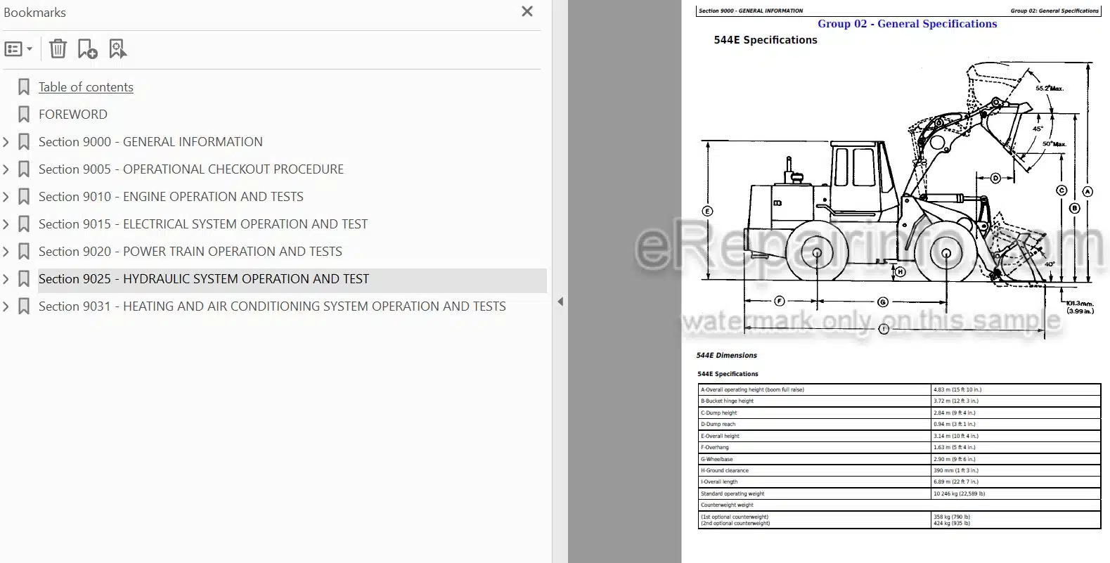 Photo 4 - John Deere 544E 544E LL 544E TC 624E 644E Operation And Test Manual Loader TM1413