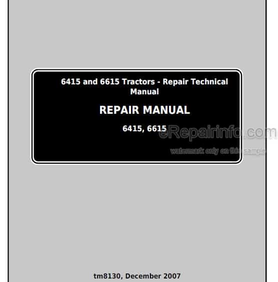 Photo 5 - John Deere 6415 6615 Repair Manual Tractor TM8130