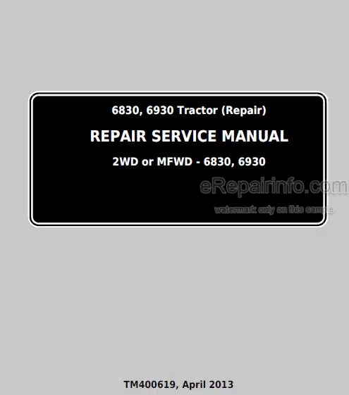 Photo 4 - John Deere 6830 6930 Repair Service Manual Tractor TM400619