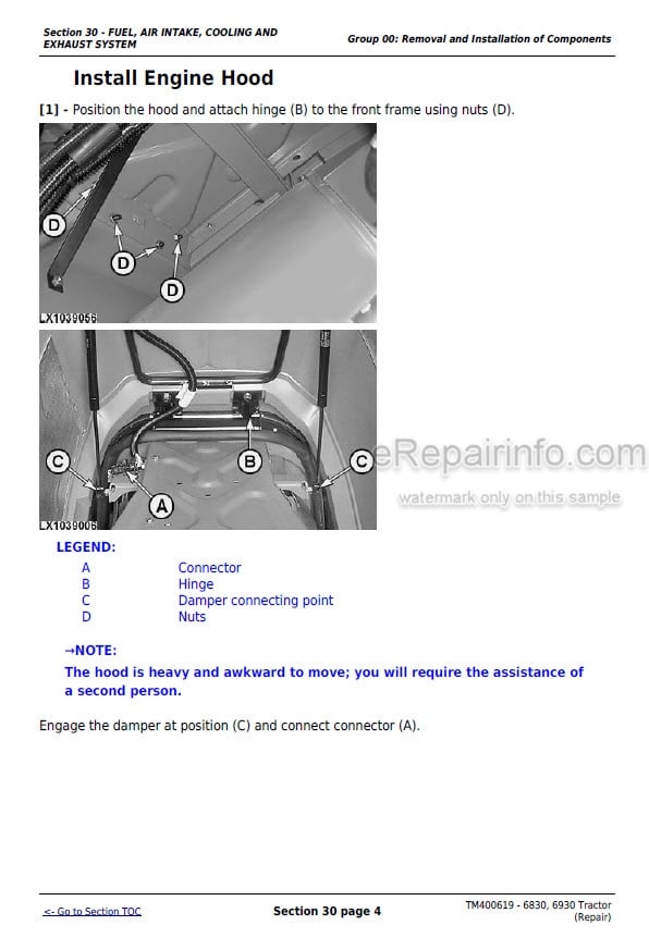 Photo 1 - John Deere 6830 6930 Repair Service Manual Tractor TM400619