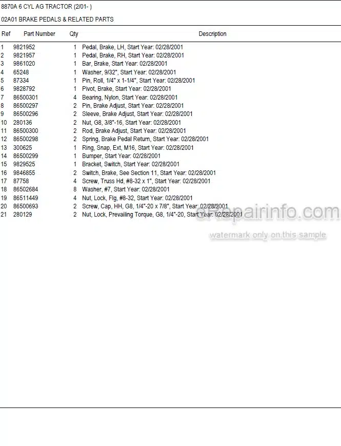 Photo 5 - New Holland 8870A Master Illustrated Parts List Manual Book 6 Cylinder Ag Tractor