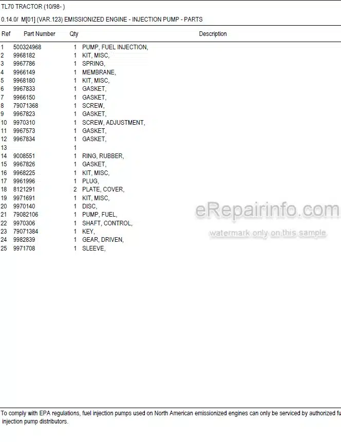 Photo 5 - New Holland TL70 Master Illustrated Parts List Manual Book Tractor
