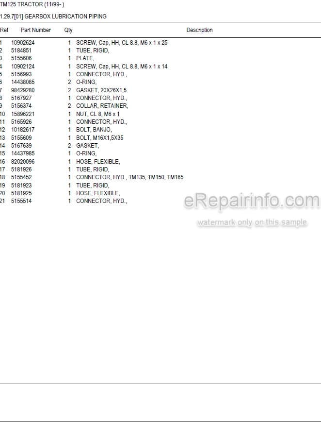 Photo 5 - New Holland TM125 Master Illustrated Parts List Manual Book Tractor