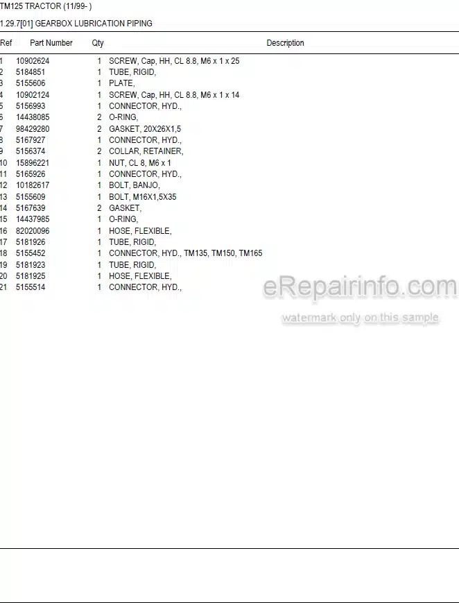 Photo 5 - New Holland TM125 Master Illustrated Parts List Manual Book Tractor