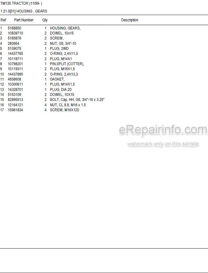 Photo 5 - New Holland TM135 Master Illustrated Parts List Manual Book Tractor